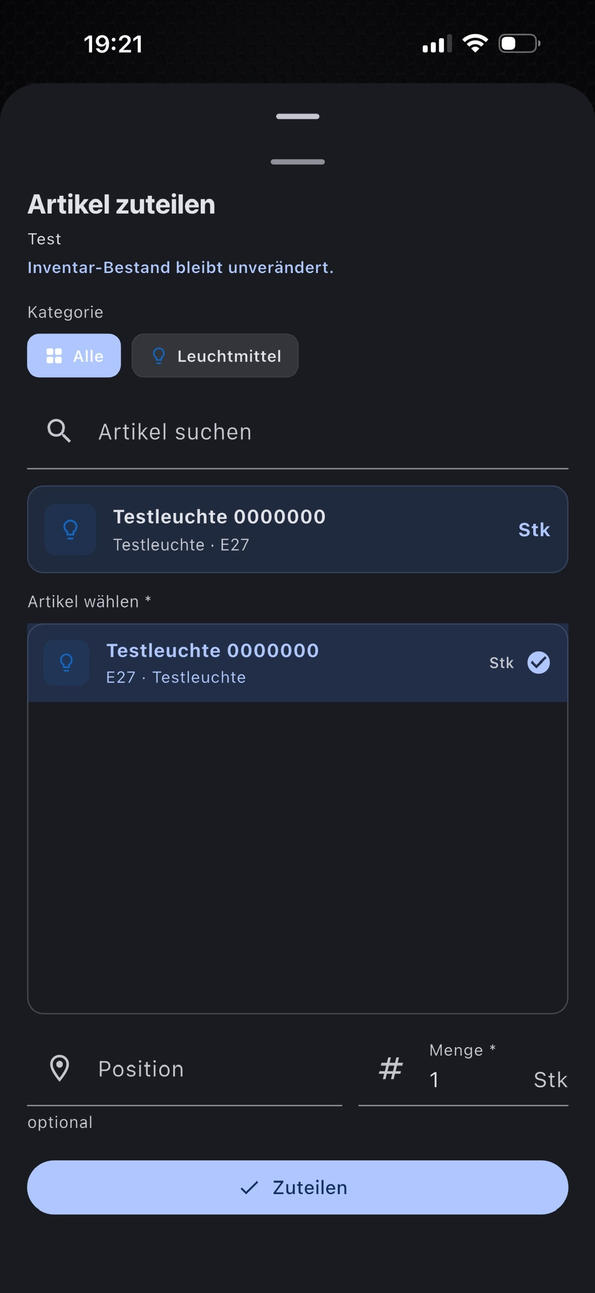 Materialzuordnung